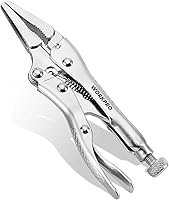 Vista 1 de WORKPRO Mini alicates de bloqueo de nariz larga de 4-1/2 pulgadas, alicates de bloqueo de acero al cromo-vanadio, empuñaduras de tornillo ajustables