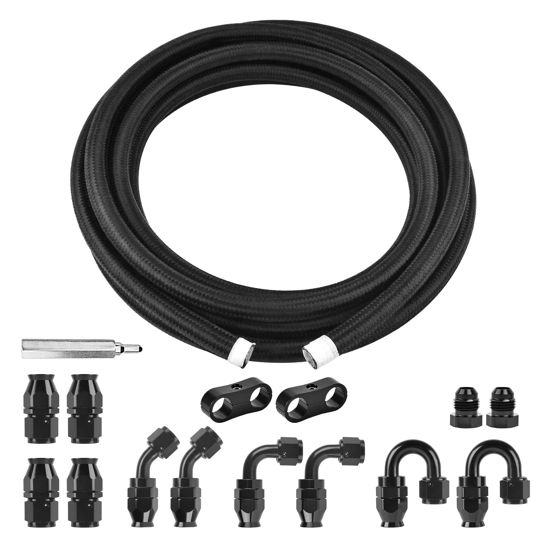 EVIL ENERGY 4AN PTFE Fuel Line Kit 16FT, AN4 E85 Braided PTFE Fuel Hose Line Kit PTFE Hose Black-image-30