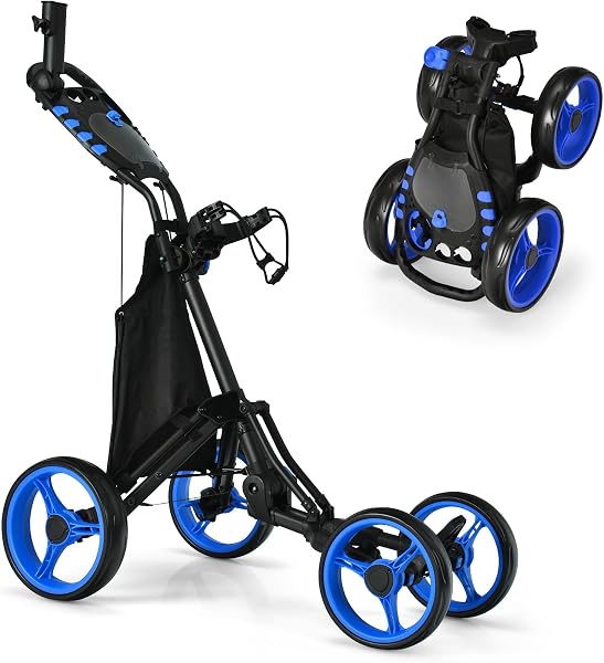 GYMAX 3/4 Wheels Golf Push Pull Cart