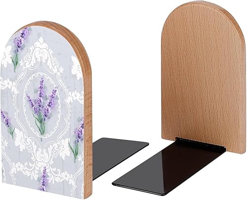 Miniatura 2 de Sujetalibros decorativos de madera para estantes, habitación de los niños, oficina, hogar, libros, DVD, 1 par/2 piezas (5 x 3.1 pulgadas)