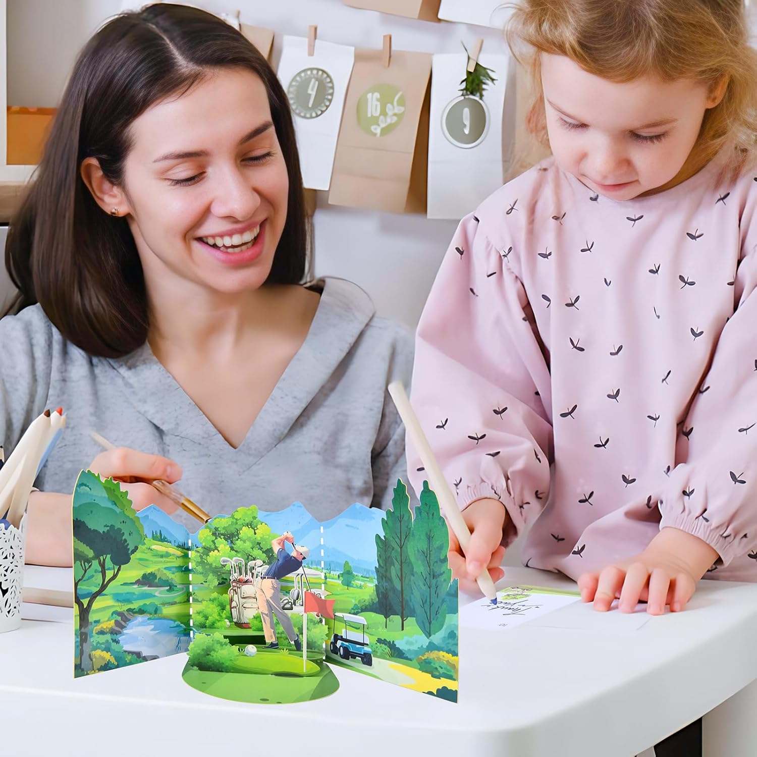 Joyvine 3D pop-up T-shaped unfolded greeting card, hollowed out paper carving occasion Golf Course design, suitable for Business greeting card to anyone on special occasions - with envelope and blank labe - Image 4