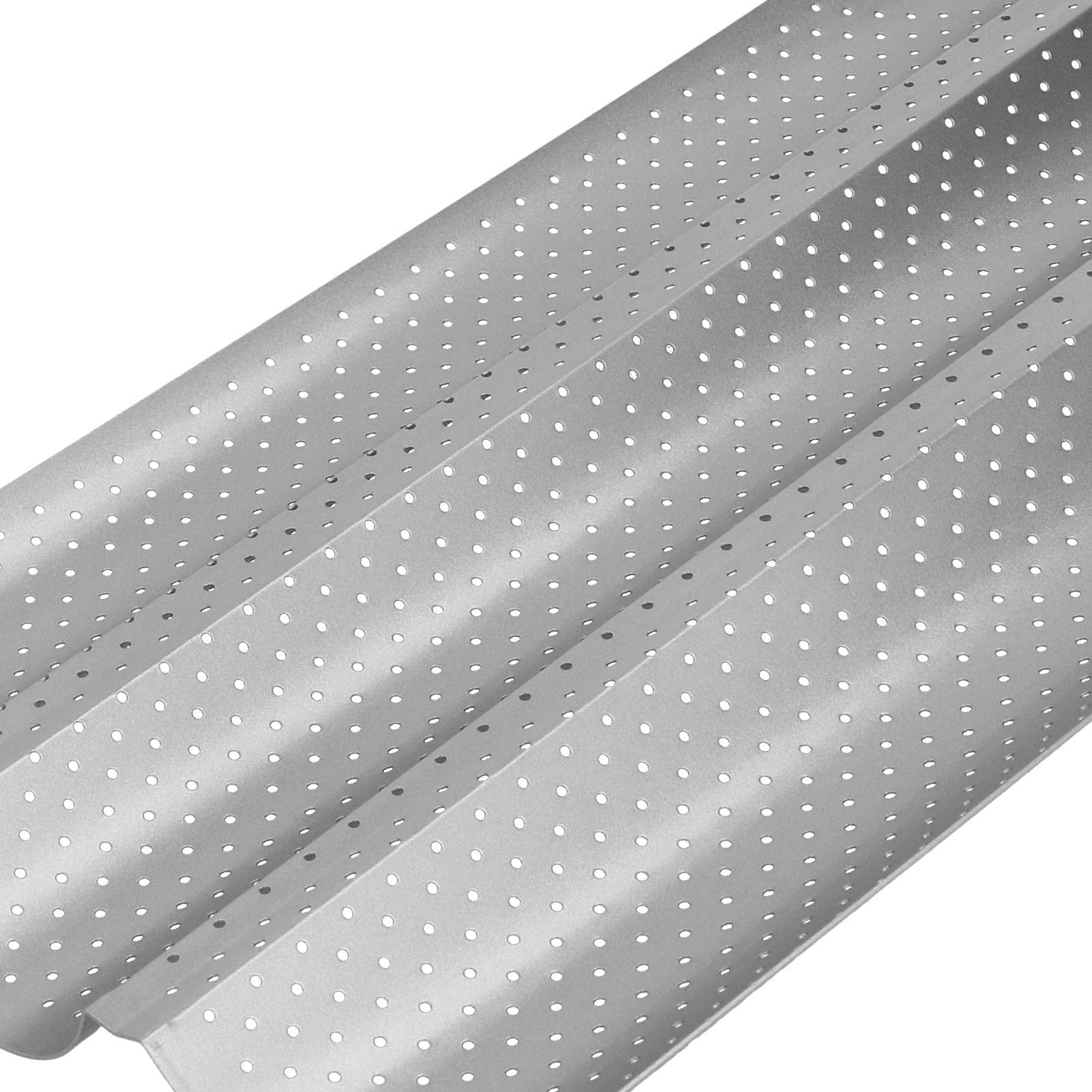 Perforated Baguette Pans, Stainless Steel Baking Tray for French Baguettes Bread Italian Bread Kitchen Accessories(3-Row)