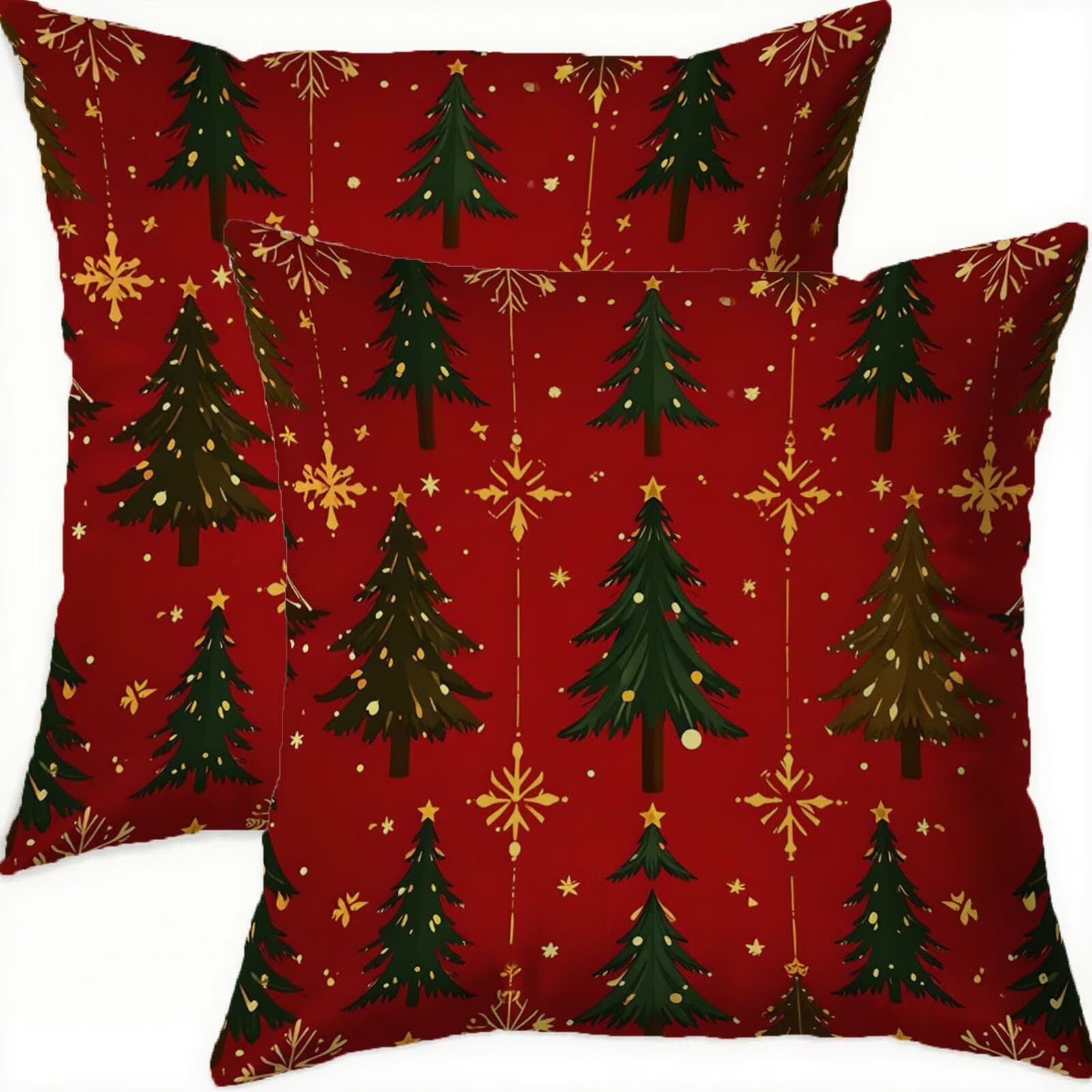 Housse coussin 80x80cm rouge en velours imperméable lot de 2