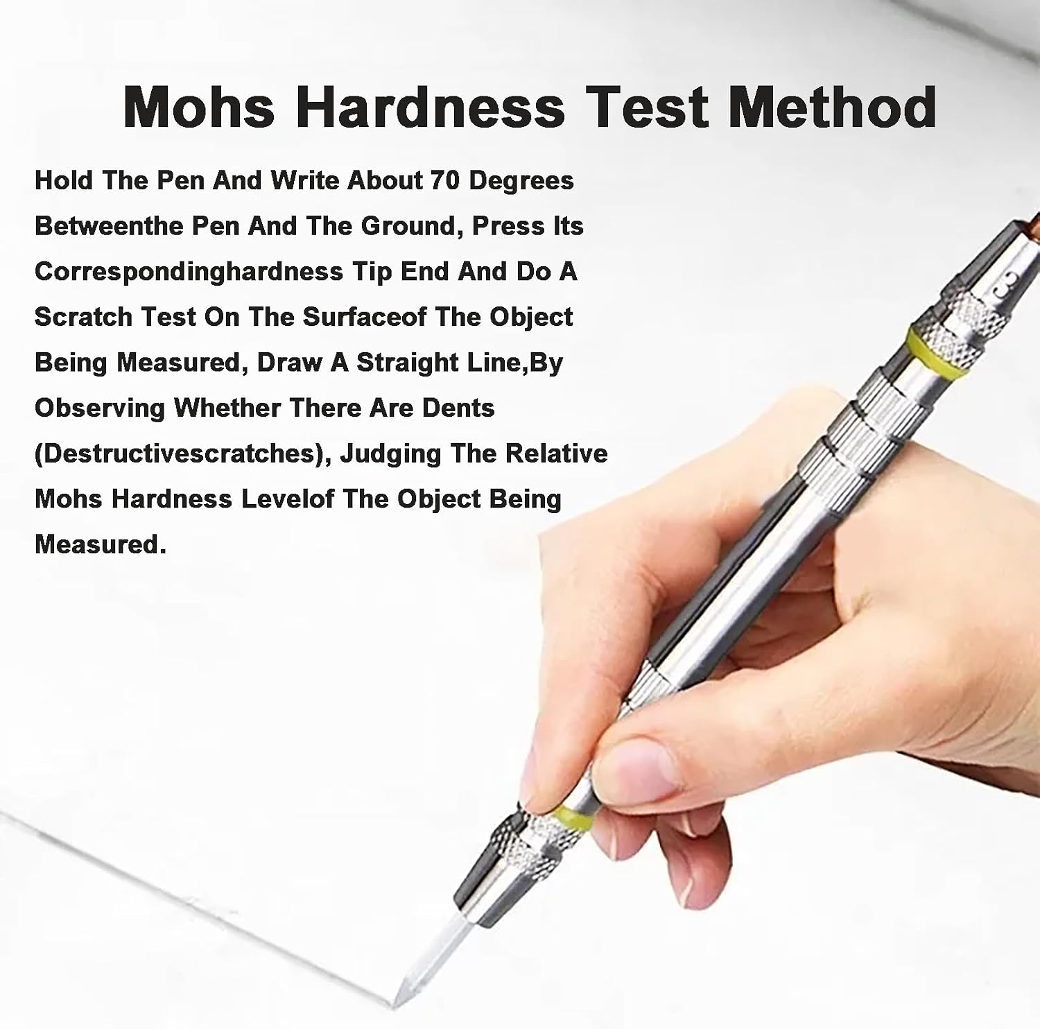 2-9 Scratch Tester, Double-Ended Mohs Hardness Test Kit, Stainless Steel Hardness Test Pen for Testing Mineral Glass Jade Jewellery, with Storage Box