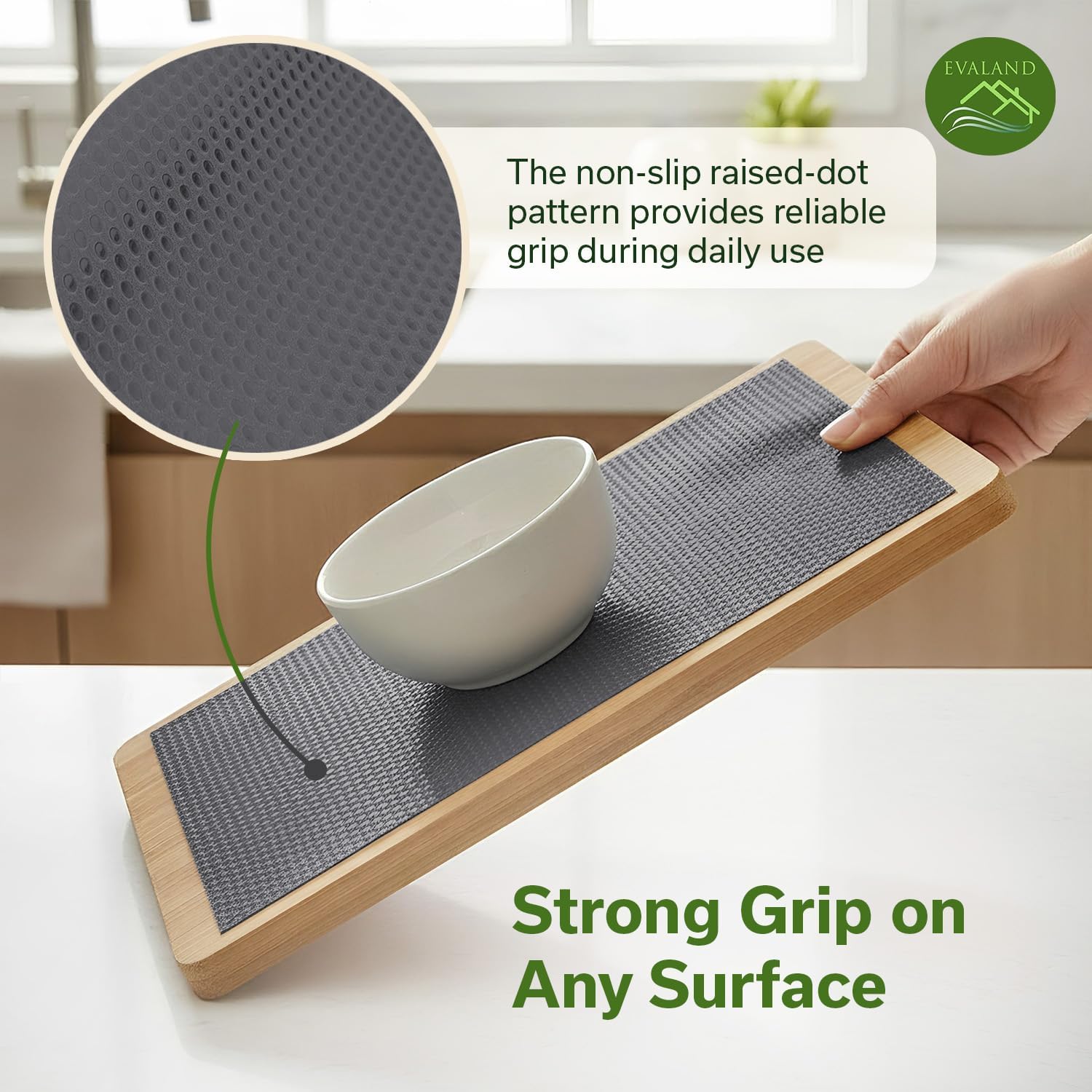 EVALAND Shelf Liners for Kitchen Cabinets Non-Adhesive 17.7" x 33 FT Grey Drawer Liner Non Slip, Washable Cabinet Liner, Waterproof Shelf Liners for Cabinets, Refrigerator Bathroom Pantry Cabinet Mat