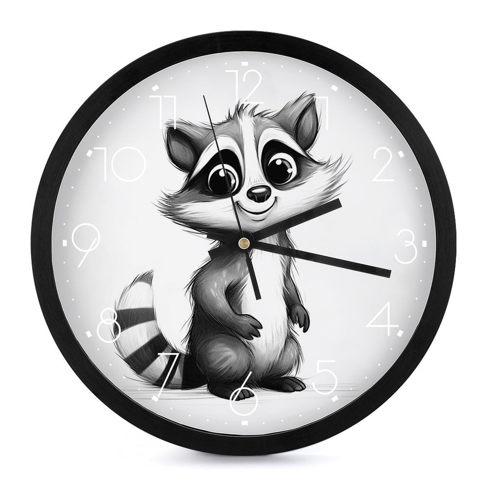 Horloge murale numérique LED grand format à motif raton laveur