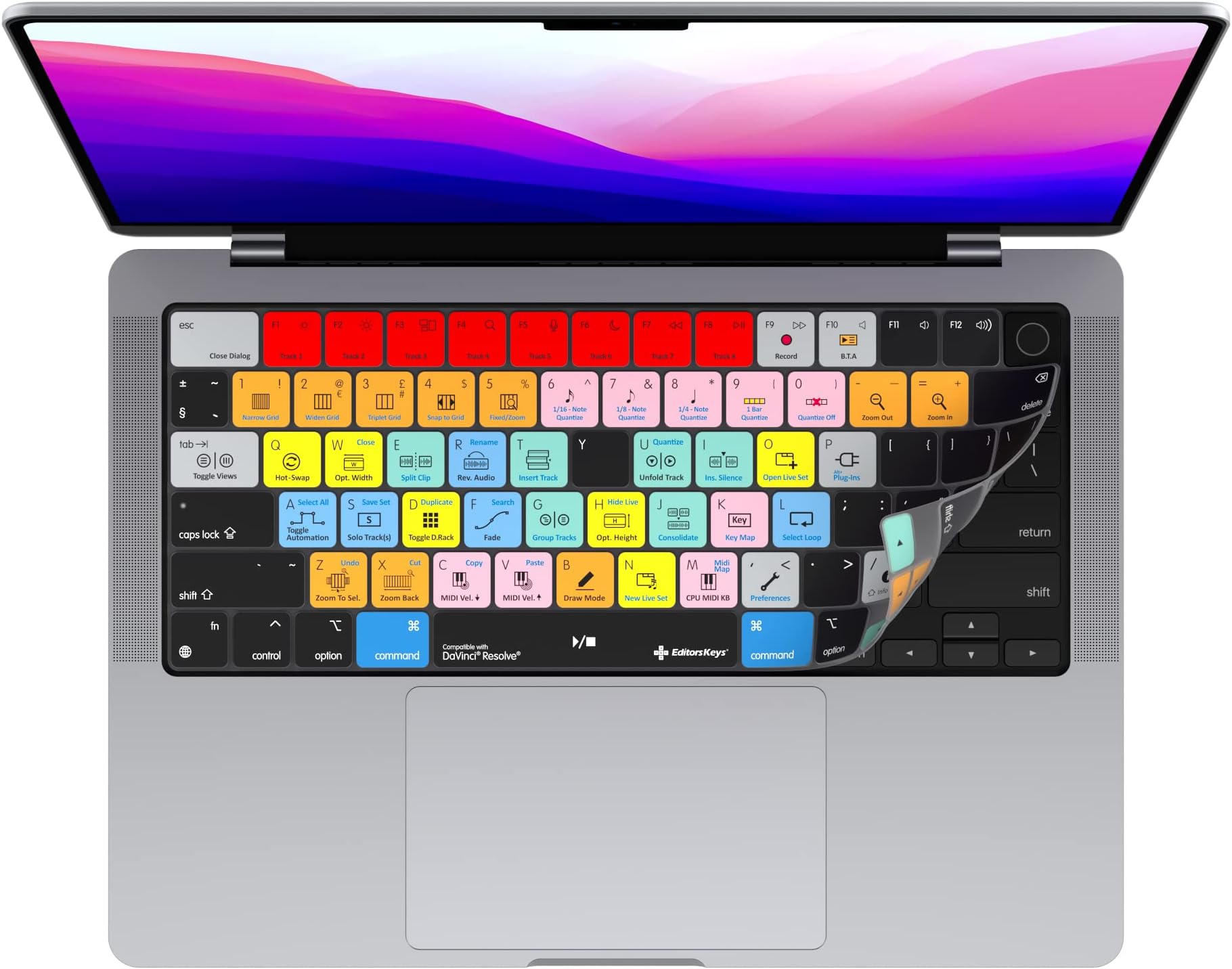 Editors Keys Ableton Live Keyboard Cover Designed for 14" and 16" MacBook Pro 2021+ MacBook Air - M Series Macs, Multicolor