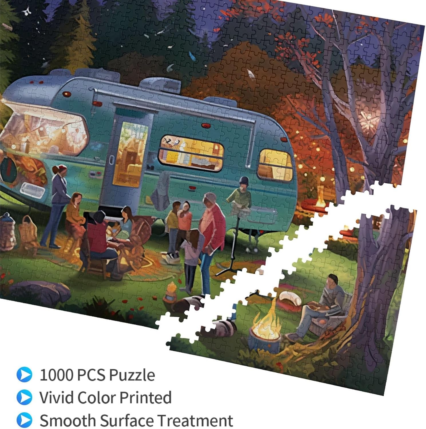 Jigsaw Puzzles 1000 Pieces for Adults Fall Campers Vermont Christmas Party Formation Wooden to Explore and Enjoy Personalized Gifts Family Decoration 29.5 x 19.6 in