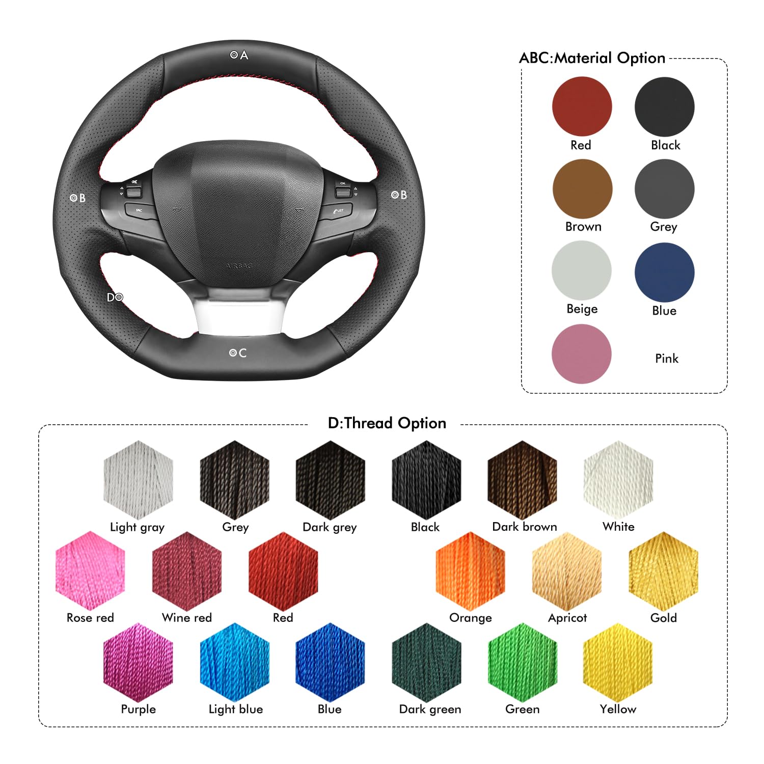 MEWANT Housse de Volant sur Mesure à Coudre pour Peugeot 308