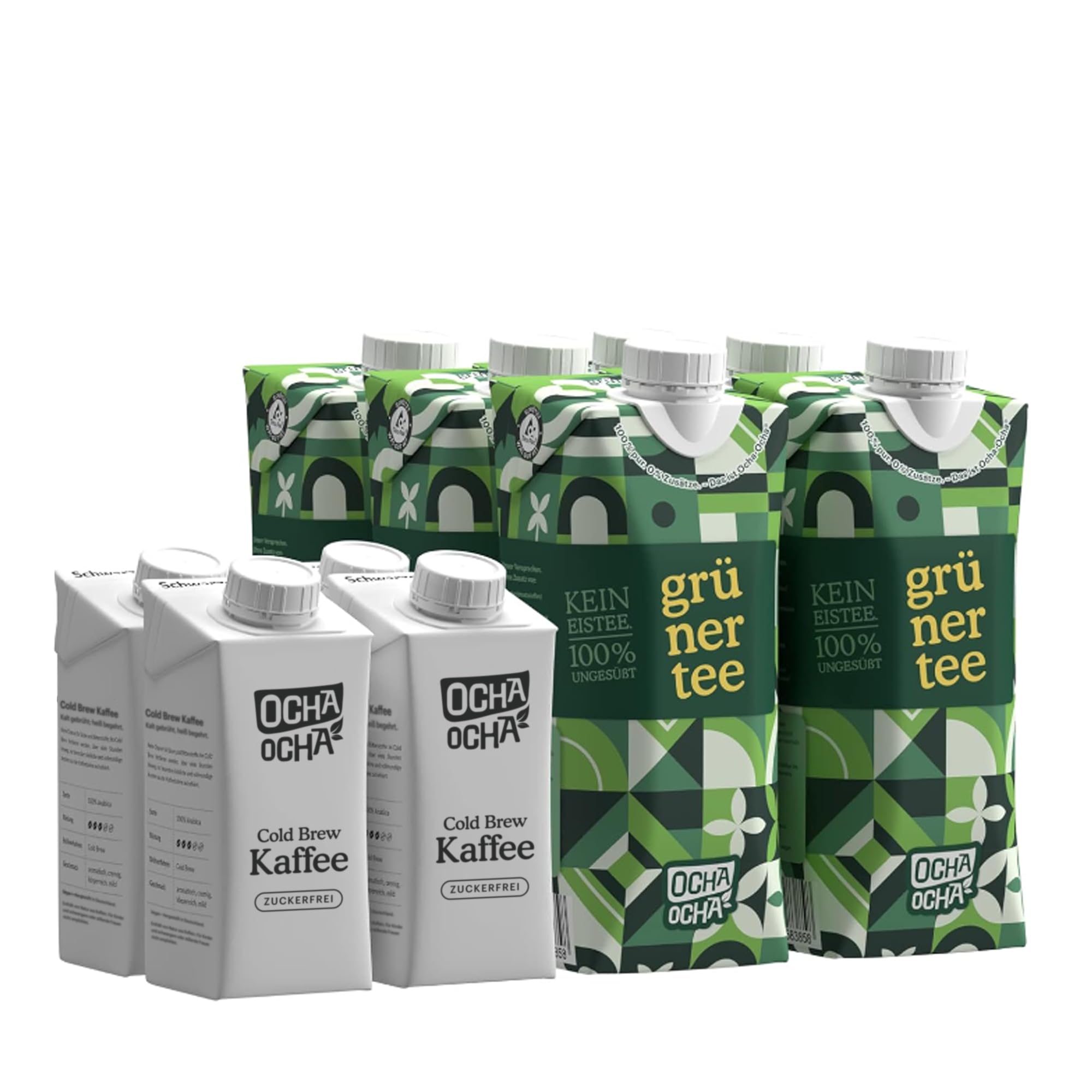 Cold Brew Tea & Coffee trinkfertig ohne Zucker - Probierpaket mit Kaffee 4x200ml + Grüntee 6x500ml - kalorienfrei - koffeinhaltig