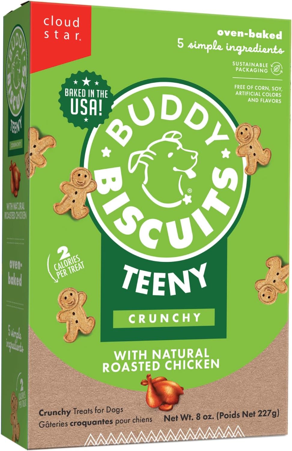 Buddy Biscuits 8 oz. Box Teeny Crunchy Dog Treats Made with Roasted Chicken