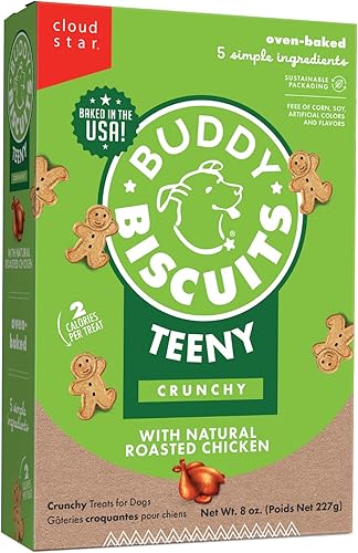 Buddy Biscuits - Golosinas crujientes para perros, pollo asado, caja de 8 onzas