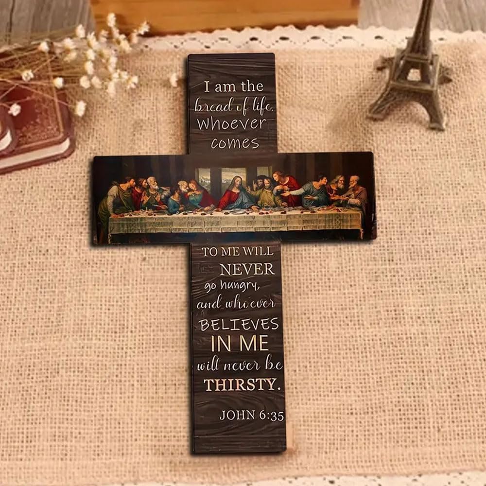 TTPSRY Dekoracyjny krzyż drewniany Ostatnia Wieczerza Inspirująca biblijna ściana religijna sztuka chrześcijańska chrześcijańskie święte pismo