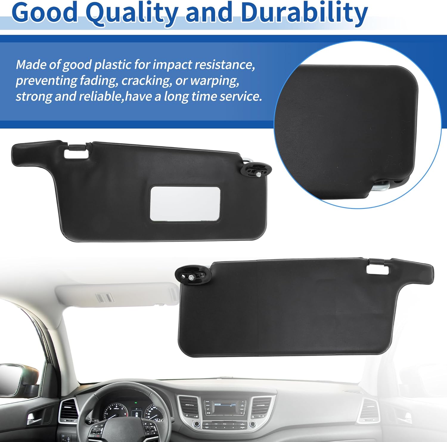 Interior Sunvisor Set Fit for Honda Civic 1996-2000 1.6L L4, Left & Right Sun Visors Black Replacement Part No.83230-S01-A32ZC/83280-S01-A32ZA