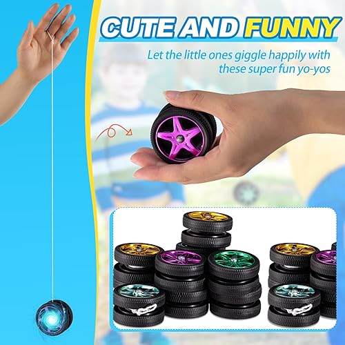 Miniatura 6 de 24 piezas de yoyos de rueda para niños, mini yoyos de plástico, regalos de fiesta de carreras para principiantes, adultos, adolescentes, recuerdos