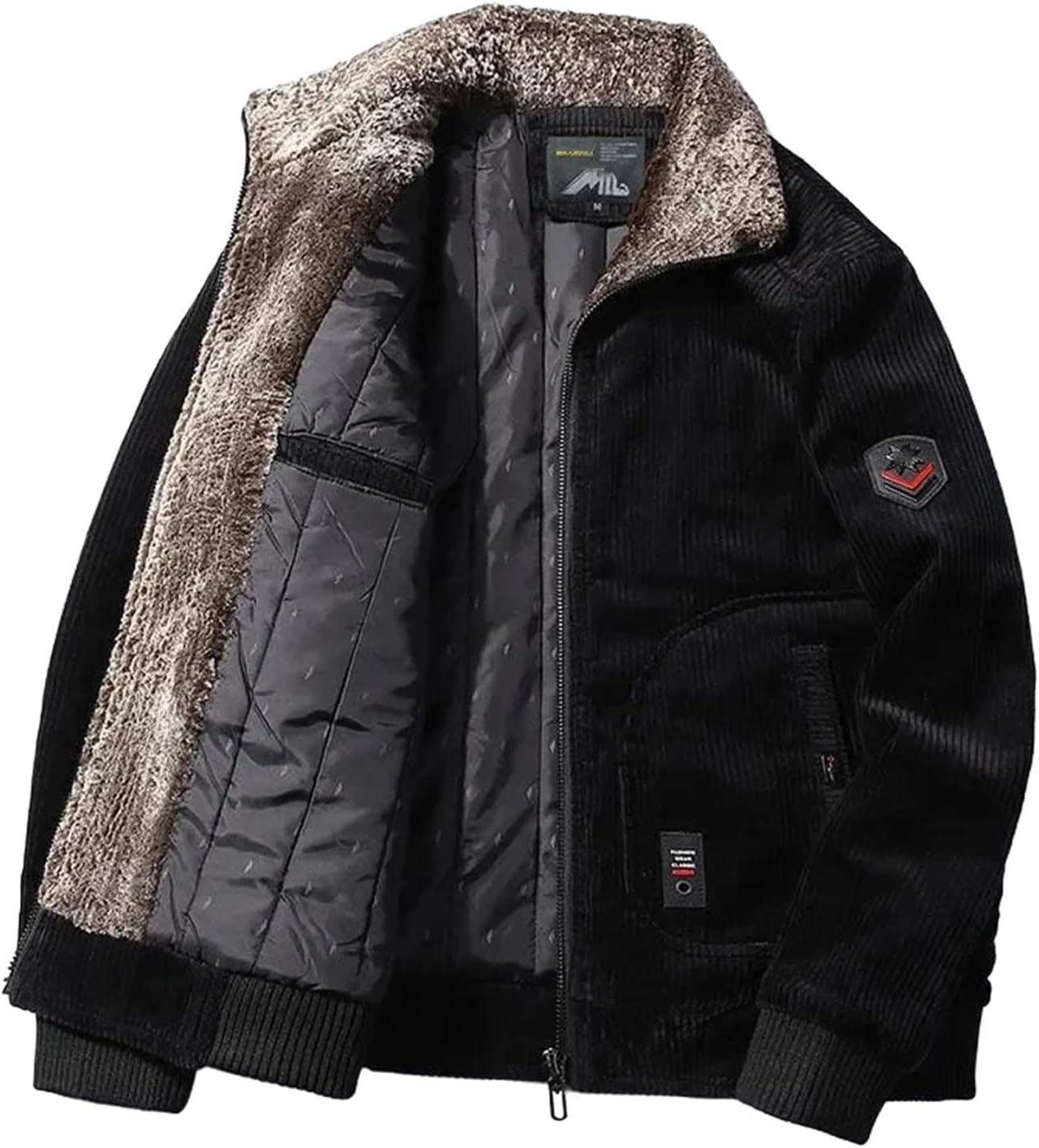 Men’s Lamb Fleece Jacket Warm Cotton-Padded Winter Coat