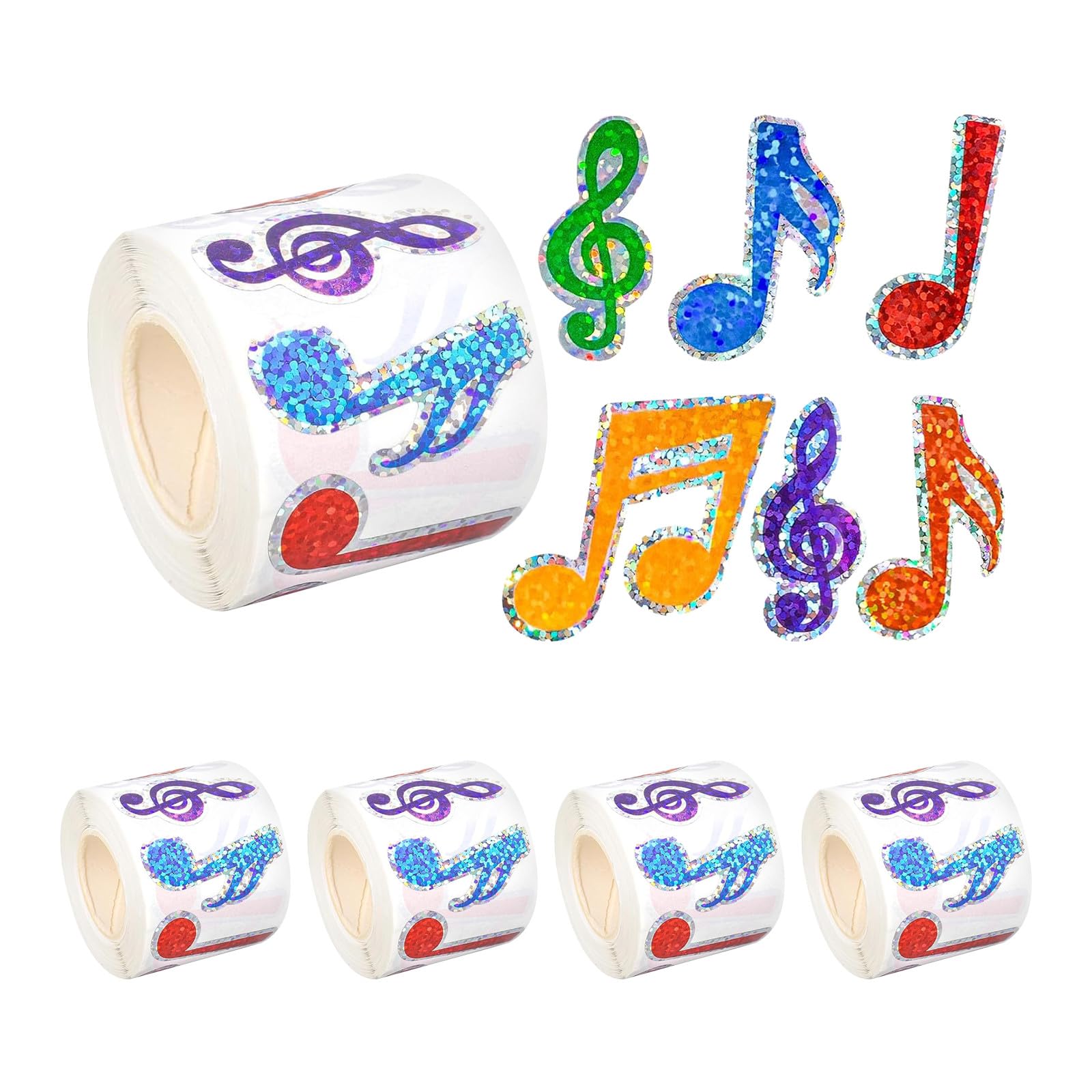 Cabilock 5 Rotoli Adesivi Decorativi Impermeabili Pp Tema Musica Note Colorate, Forte Aderenza e Uso Flessibile per Corsi di Pianoforte