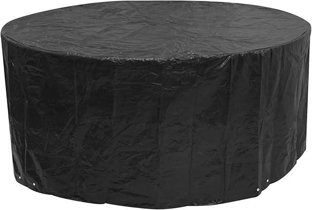 Woodside Black Large Round Outdoor Garden Patio Furniture Set Cover 2.27m x 1m/7.4ft x 3.25ft