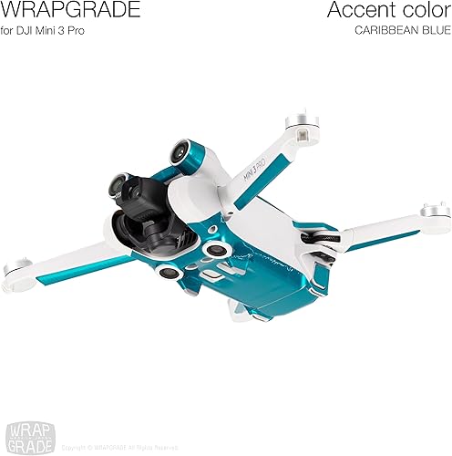 Miniatura 3 de WRAPGRADE Adhesivos para la piel compatibles con DJI Mini 3 Pro  Color de acento (azul caribeño)