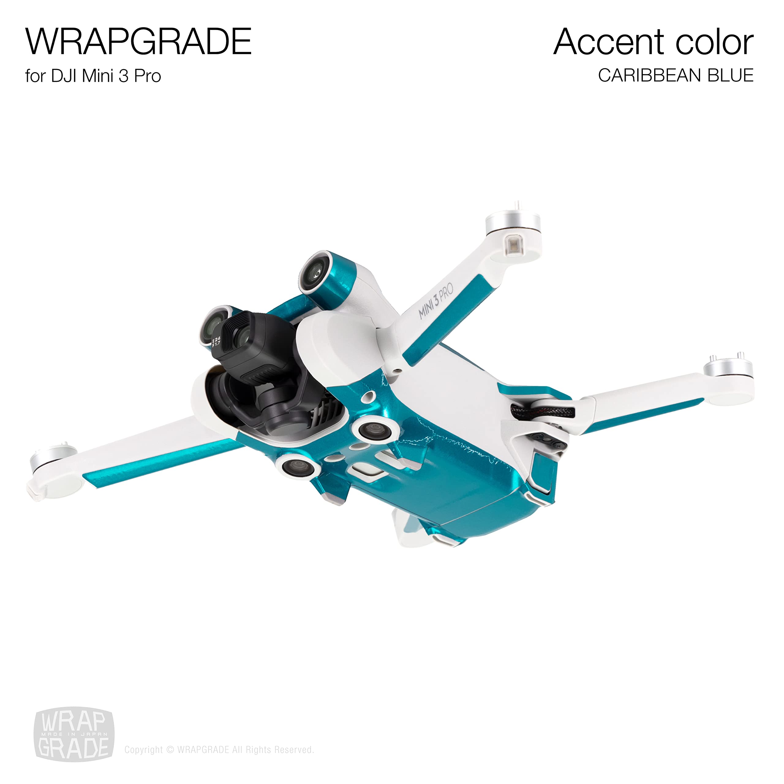 WRAPGRADE Skin Compatibile con DJI Mini 3 Pro | Accent Color (CARIBBEAN BLUE)