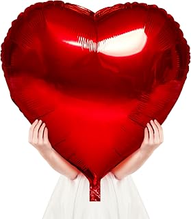 Red Heart Balloons- 4Pcs 32inch Foil Heart Balloon, Valentine Day Balloons, Room Decorations Kit Party Props Decor Love Balloons Red Valentines Day Heart Balloons