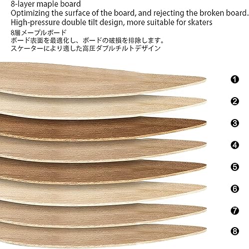 Miniatura 5 de KouRy Patineta, 31 x 9.3 pulgadas, patinetas estándar completas para niñas y niños principiantes, 8 capas de arce de doble patada para niños,