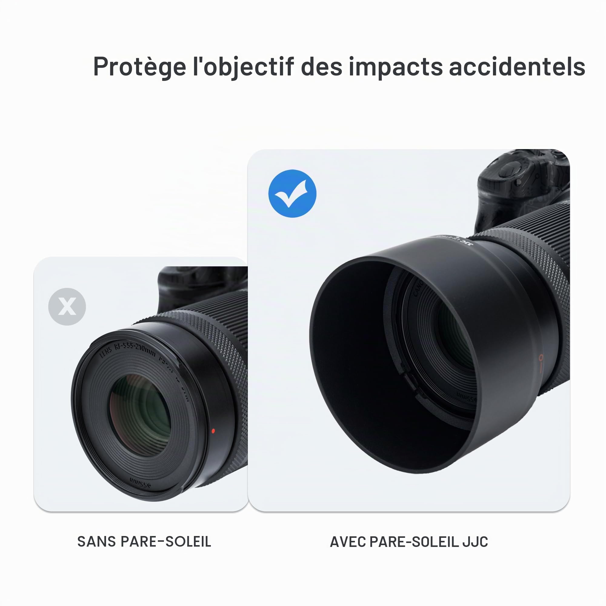 JJC Kit de pare-soleil pour Canon RF-S 55–210 mm F5–7.1 IS STM et Canon EF-M 15–45 mm f/3.5–6.3 IS STM et Canon RF-S 18–45 mm f/4.5–6.3 IS STM – Remplace Canon ET-60B et EW-53