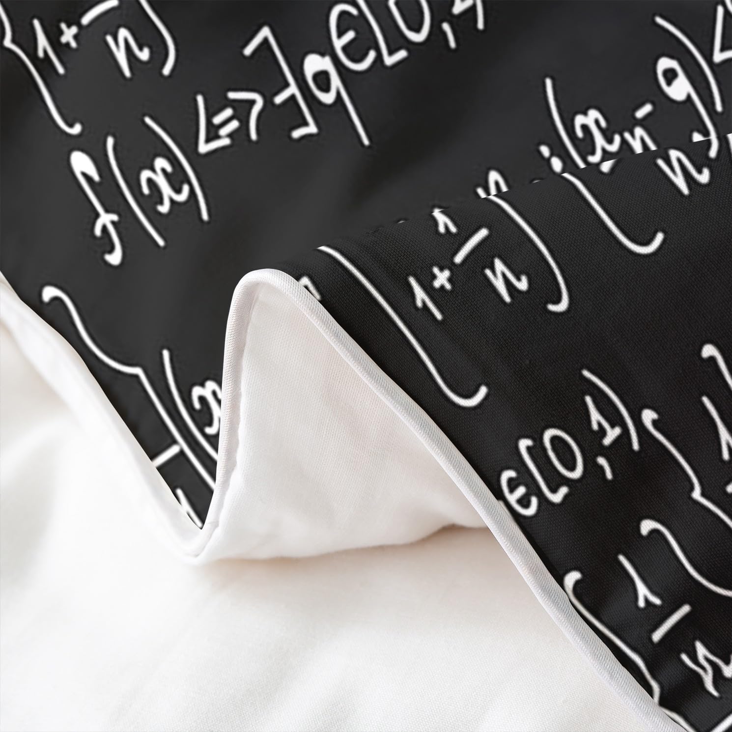Loussiesd Math Theme Bettbezug Set Mathematical Formula Baumwolle Bettwäsche Set 135x200cm Geometrie Streifen Numbers Betten Set für Kinder Jungen Mädchen Weich Baumwolle Schwarz Weiß Bettwäsche-Set