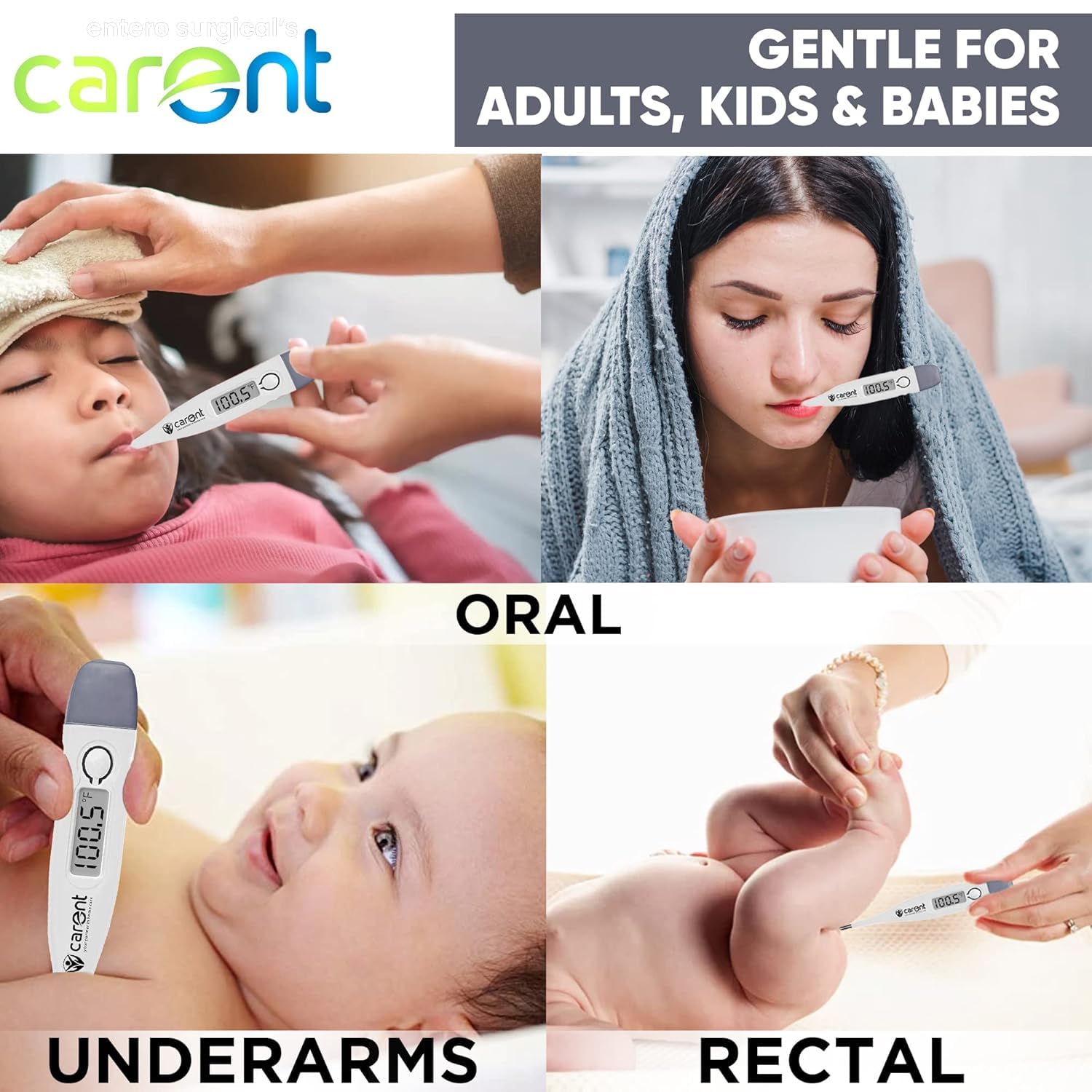 Carent PHX01 Thermometer | Digital, Flexible Tip, Waterproof | Fast Fever Reading for Babies, Kids & Adults 2