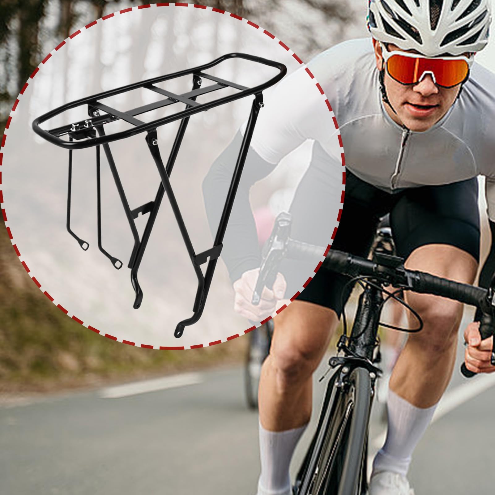 Cargo Rack Bike, gruby, poszerzony bagażnik bagażowy, stabilny bagażnik na bagażnik, 40 x 14 cm, wytrzymałe rowery, akcesoria do siedzeń, do dojazdów do pracy, jazdy na rowerze i przygód na świeżym