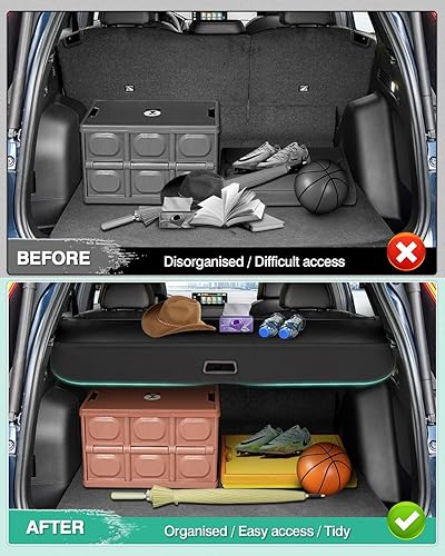 Miniatura 3 de Powerty Compatible con cubierta de carga Honda CR-V 2023 2024 CRV, accesorios para maletero, protección de seguridad, color negro, actualización sin