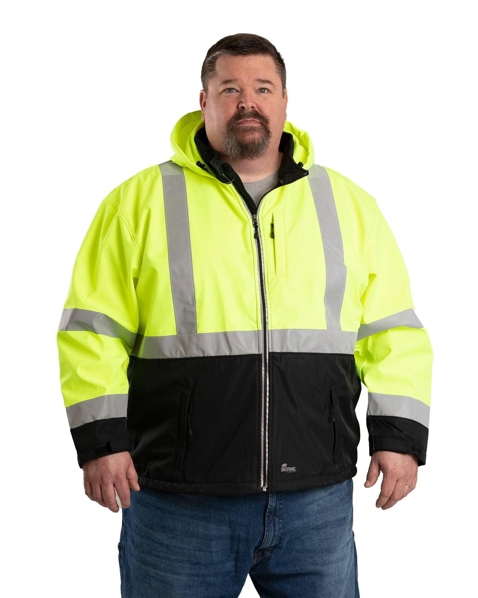 Men's Hi-Vis Class 3 Hooded Softshell Jacket