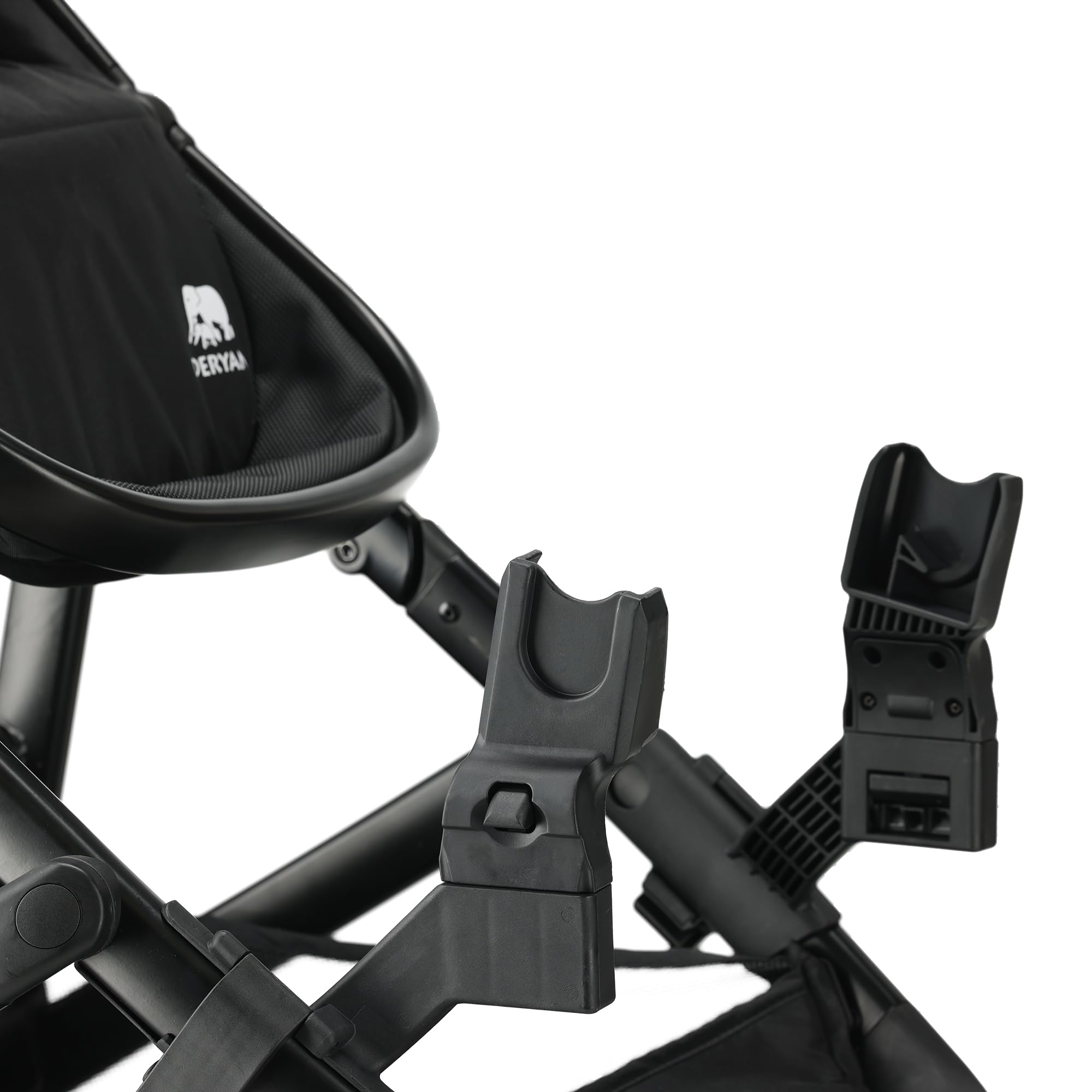 Deryan Adattatori Seggiolini Auto Compatibili con Passeggino Gemellare Evy e Ovetti Selezionati di Maxi Cosi Cybex Joie Kinderkraft, Nero