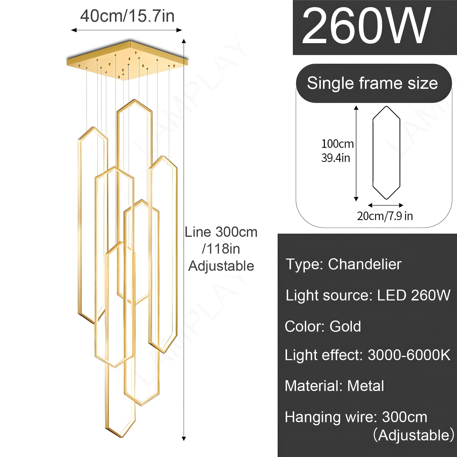 Nowoczesny Żyrandol, 6 Złote Pierścienie Diamentowe LED, Regulowany Żyrandol Willi, Zdalne Sterowanie Oświetleniem Salonu 3000K-6000K Ściemnianie, Korytarz, Salon, Schody, Willa