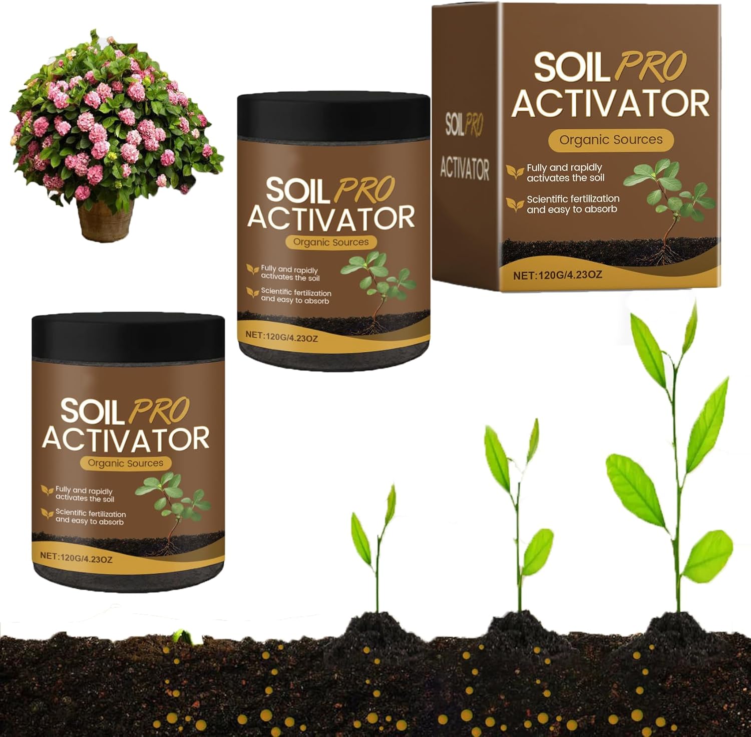 Soil Activator - Organic Soil Activator & Plant Fertilizer, Water Soluble Garden Booster, Natural Root Growth Enhancer,Improve Plant Growth Environment (3Pcs)
