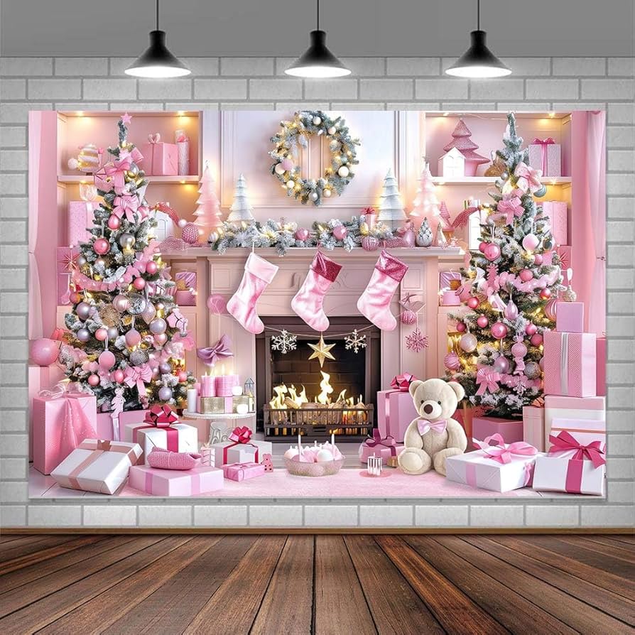 Amazon.com : Pink Christmas Backdrops for Photography, Christmas