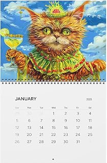 2025 猫壁掛けカレンダー、面白い猫壁掛けカレンダー 2025 Drunk Cats ファミリー プランナー & デイリー オーガナイザー | 8.5 X 11インチのマンスリーカレンダー、誕生日、休日、クリスマス用