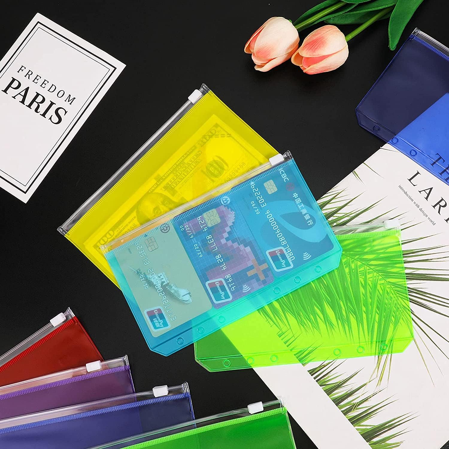 A6 Budget Binder with Zipper Envelopes, Cash Envelopes for Budgeting with 12 Binder Pockets, 12pcs Expense Budget Sheets and 16pcs Sticker Labels , Money Binder Organizer for Cash Savings (Blue) : Office Products