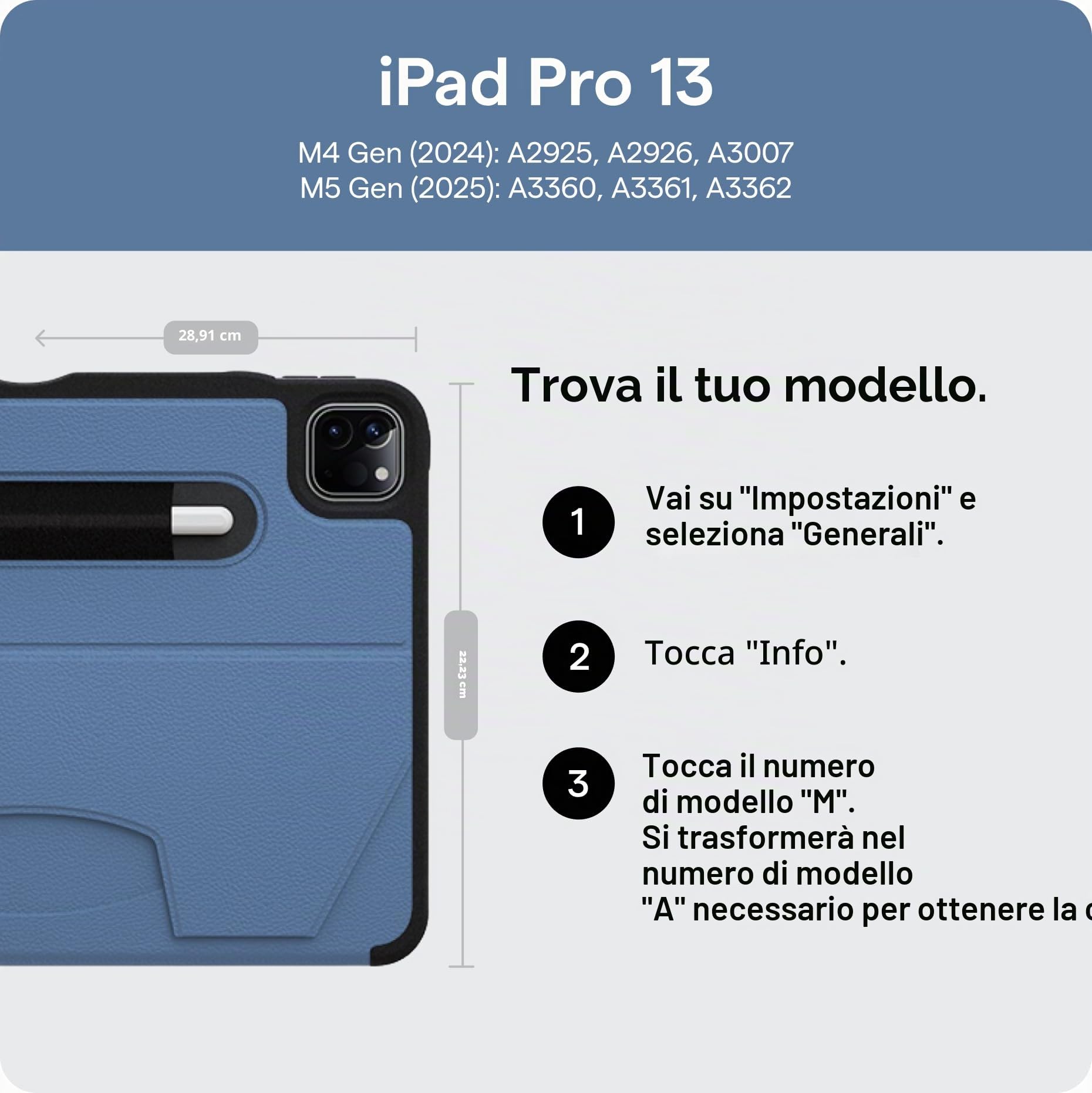 ZUGU CASE Cover per iPad Pro 13 pollici M4/M5 2024/2025 [Blu Ardesia] | Custodia Protettiva Sottile - Supporto Magnetico Regolabile 10 Angoli - Porta Pencil con Ricarica Wireless - Auto Sleep/Wake
