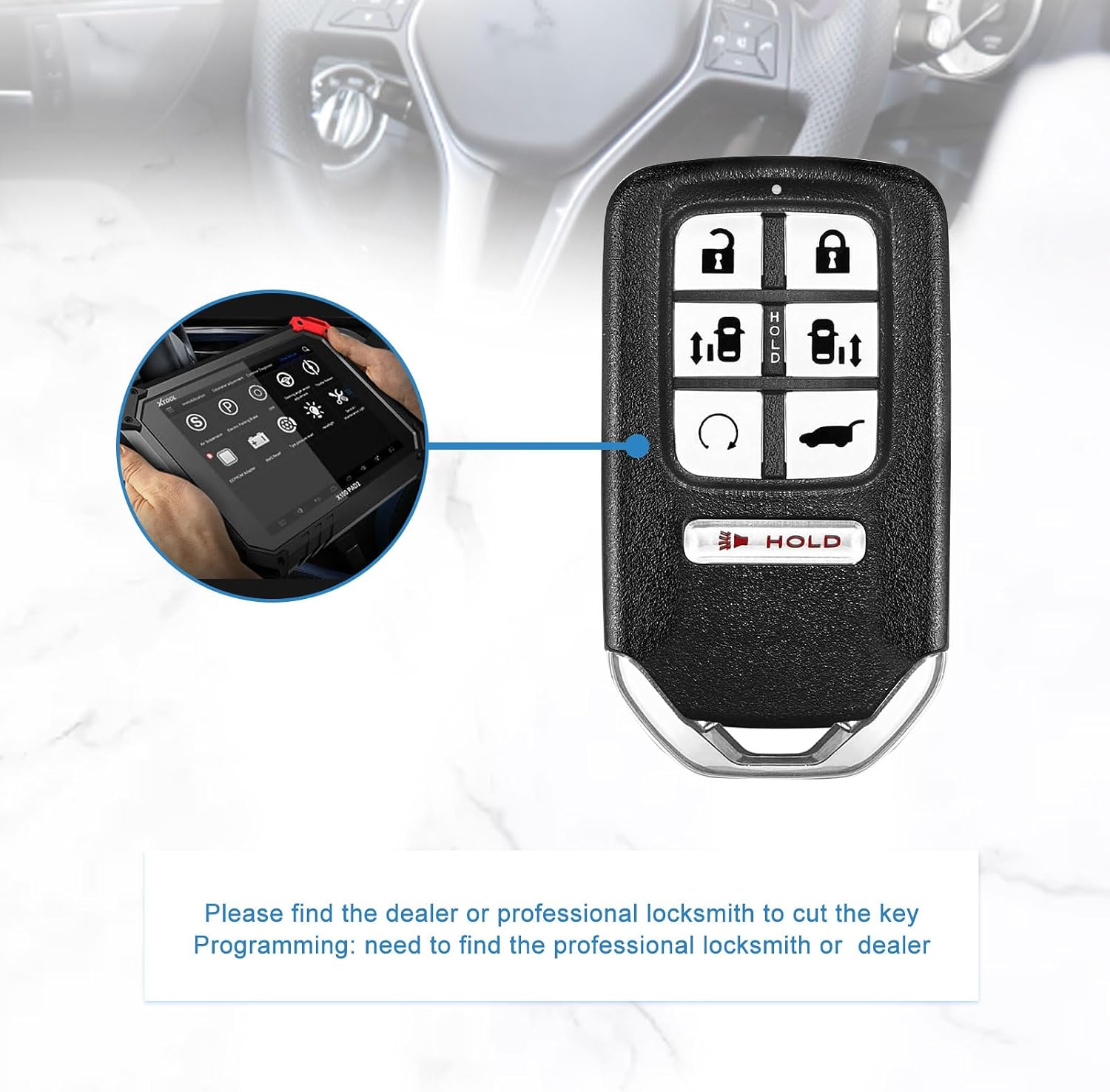 Key Fob Replacement Compatible for Honda Odyssey 2018 2019 Smart Key Car Keyless Entry Remote Control KR5V2X 7 Button 433 Mhz