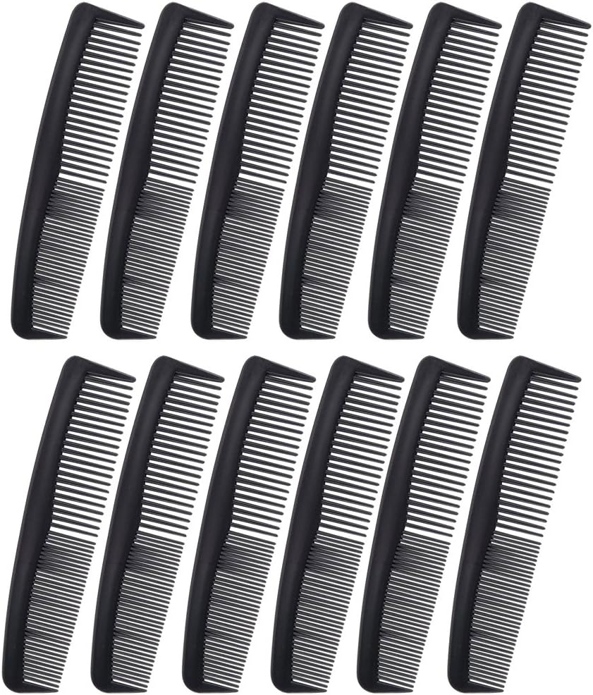(12 Pack) Flexible Thin 5" Pocket Hair Comb Beard & Mustache Combs for Men's Hair Beard Mustache and Sideburns (Black)