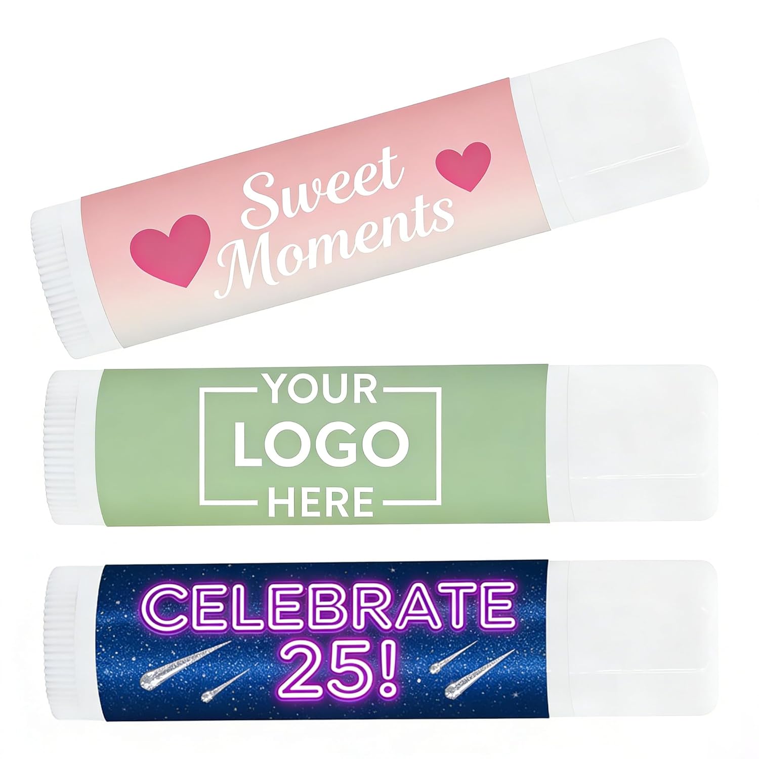 Custom Lip Balm Bulk with Logo, Personalized Lip Balm Promotional Items, 30 Filled Lip Balm with Custom Label for Business, Wedding Favors, Party Gifts & Corporate Event Giveaways