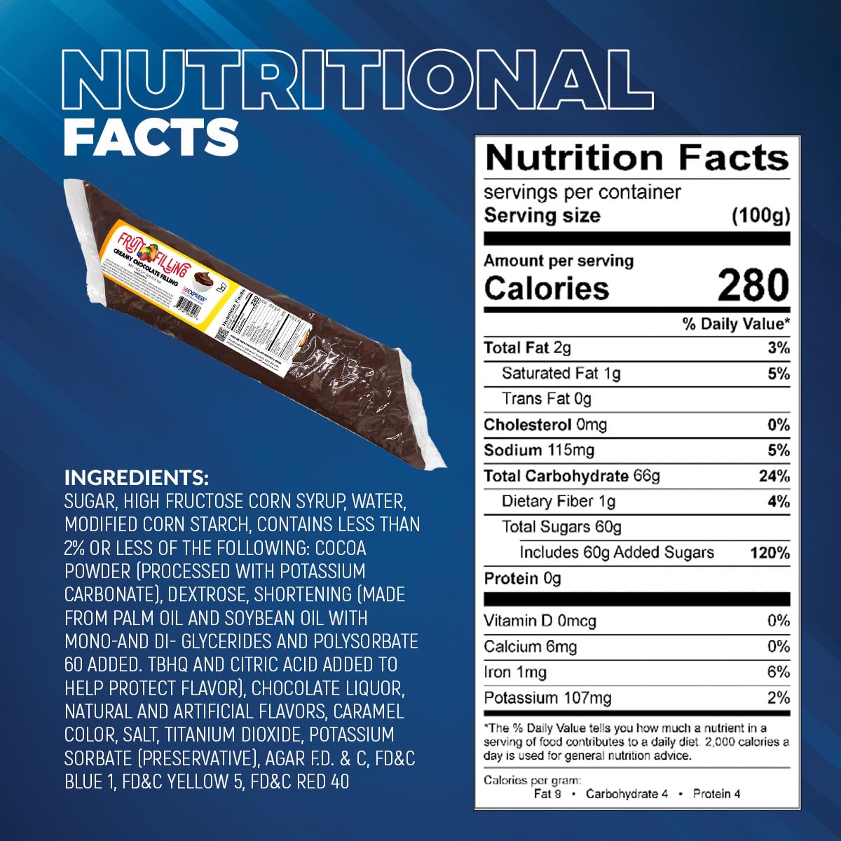 50Express® Single Fruit Filling Sleeve (2lb Sleeve) (Creamy Chocolate)