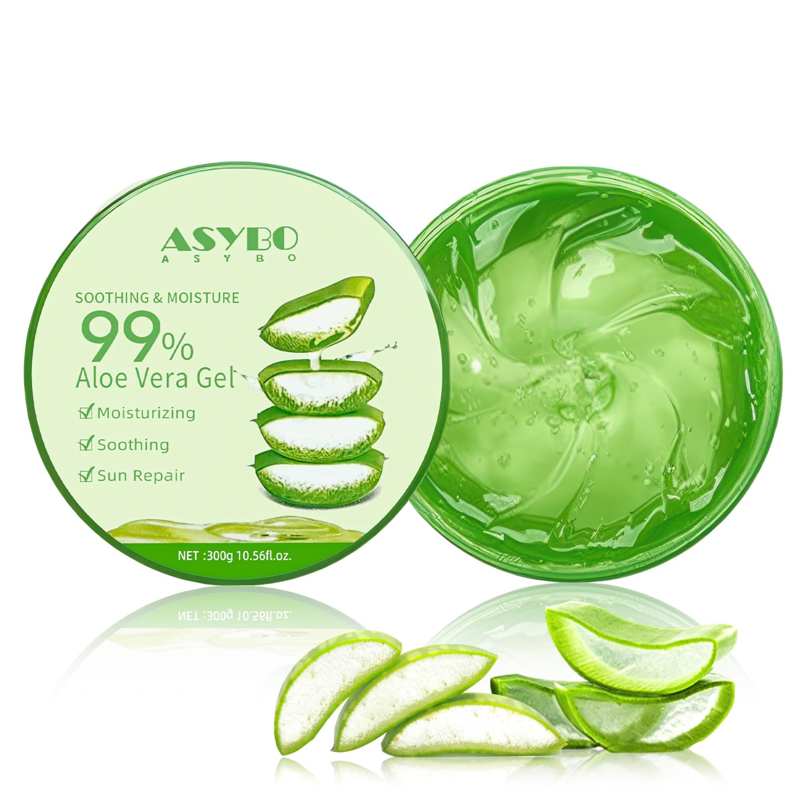 300 ml de gel d'aloe vera – 99% pur bio Aloe Vera Crème hydratante pour le visage et le corps, crème naturelle à l'aloe vera pour peau sèche, coups de soleil, acné