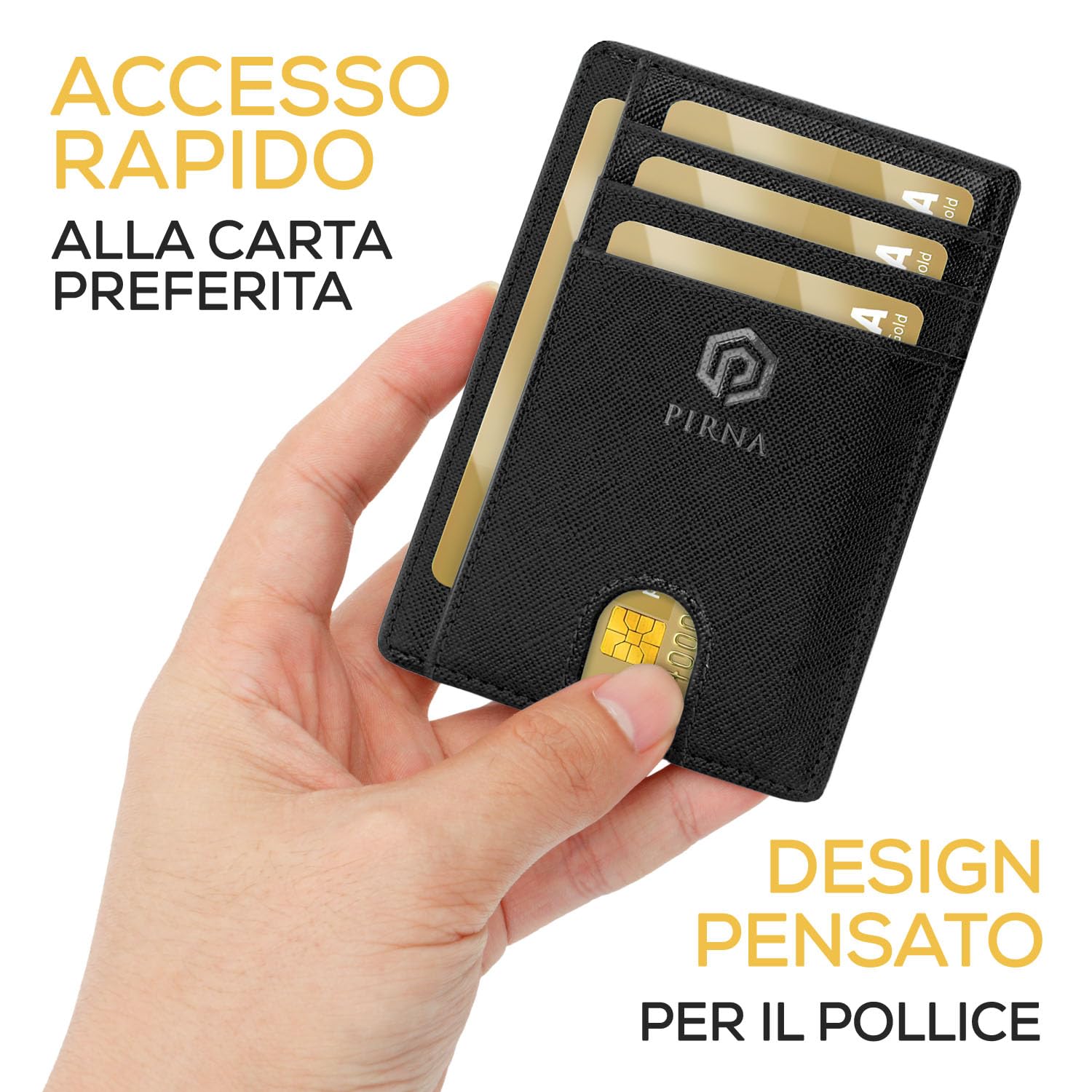 Portafoglio Uomo Slim - Piccolo Portafoglio Sottile Uomo RFID - Porta Carte di Credito con Taschina per Soldi e Confezione Regalo, Mini Portafogli Uomo e Donna, Card Holder Wallet