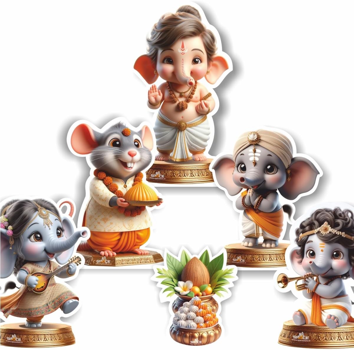 Shree SPACE GajMushak Sena (GS) Set of 18 nos Carectors | (Limited Stock) Paper Craft, Story of Gajraj & Mushak Sena | Festival Decoration