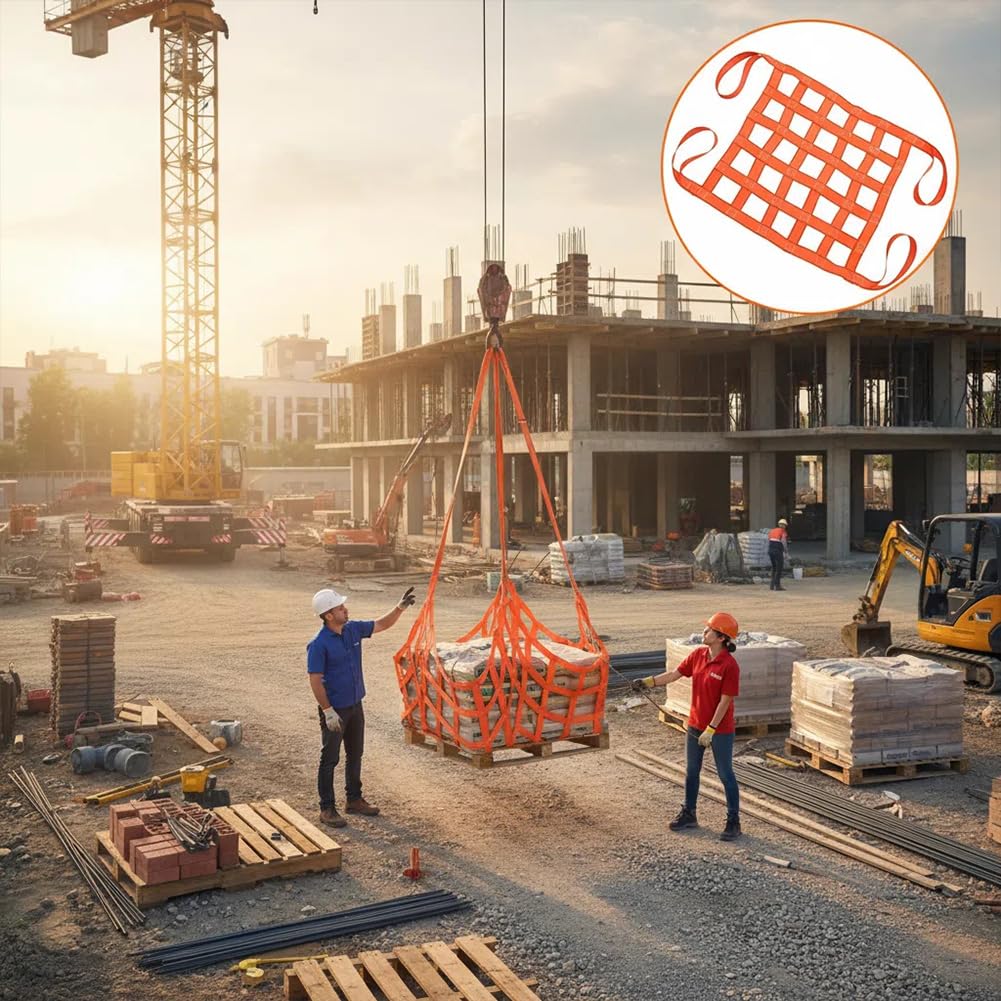 Sicherheits-Hebenetz für schwere Lasten, reißfestes Schlingennetz aus Nylon-Netz, multifunktional für BAU/Umzug/Rigging/Abschleppen, industrielle Hebe-Arbeitsausrüstung 3X3M/Mesh15cm/Load2t