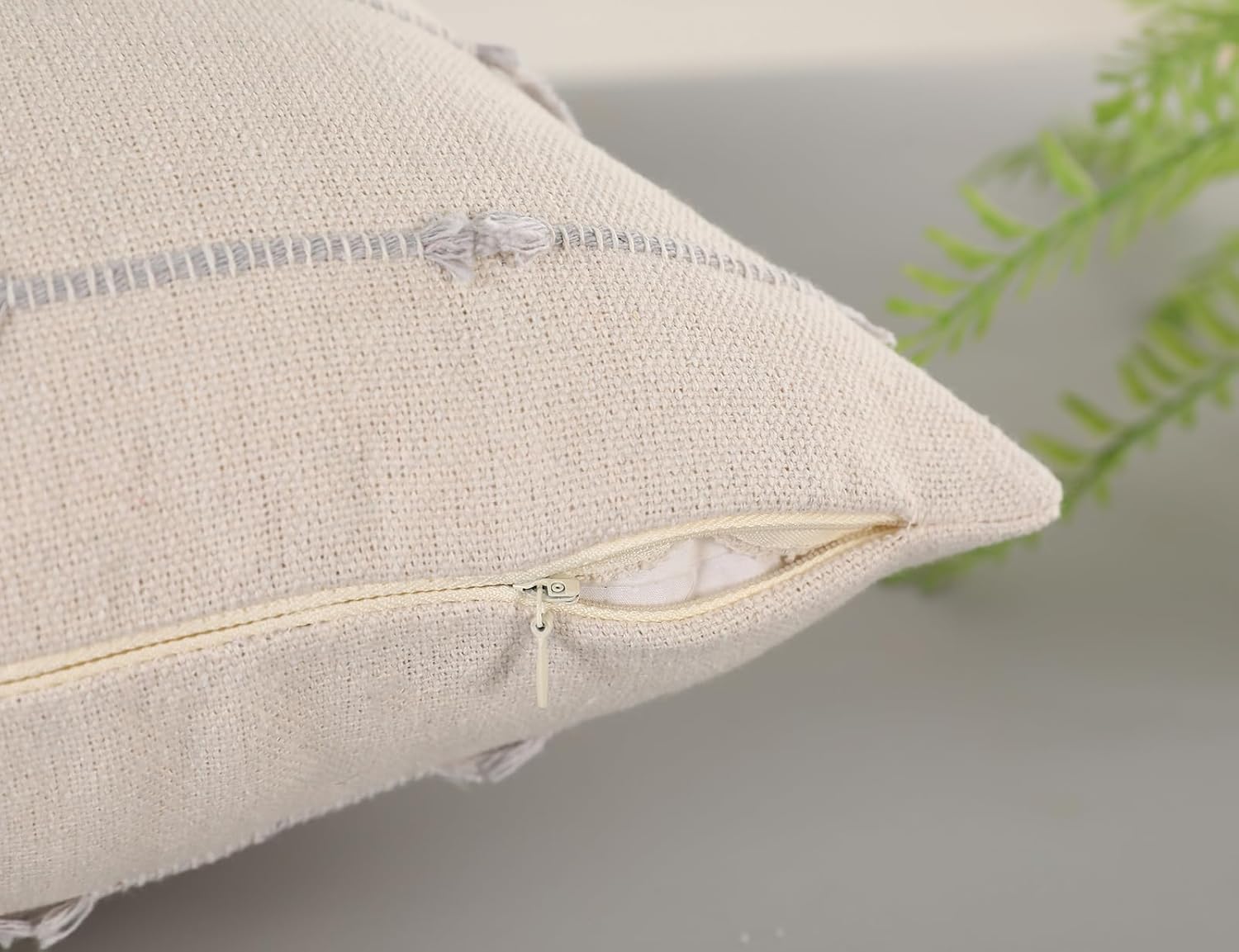 NUYECY Long Lumbar Throw Pillow Cover 14x36,Stripe Pattern Cotton Grey Boho Extra Long Decorative Pillow Cover Pillow Case Cushion Cover for Bed Sofa Couch Farmhouse,Skinny Modern Accent