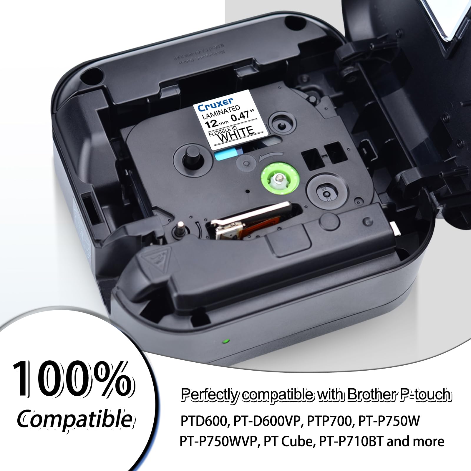 Cruxer 30er-Packung Kompatibel für Brother P-touch TZe-FX231 Flexible ID Ausweis Laminierte Bänder，Schwarz auf Weiß 0,47'' 12mm x 8m Schriftband Ersatz für Brother PT-H110 PT-D410 PT-E110VP