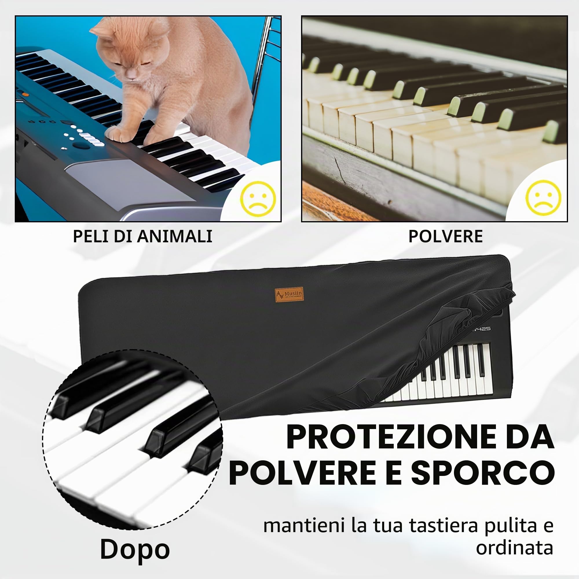 Musiin Premium Chinlon Keyboard Dust Cover - Compatible with Yamaha PSR-EW425,provides full-coverage protection, an essential accessory for your instrument